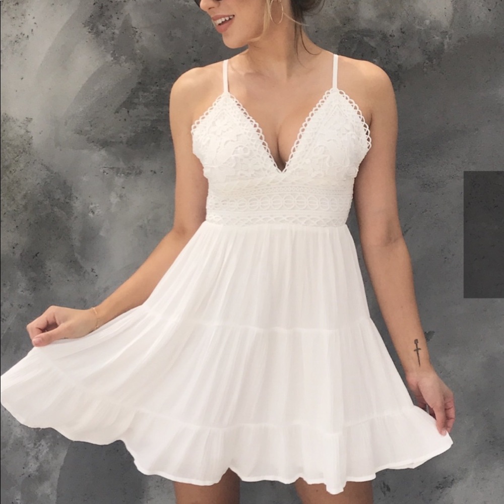 LACE ME UP LINEN SKATER DRESS IN IVORY